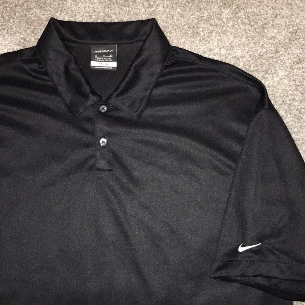 Black $65 Nike Dri Fit White swoosh Golf Polo Shirt XL mens
